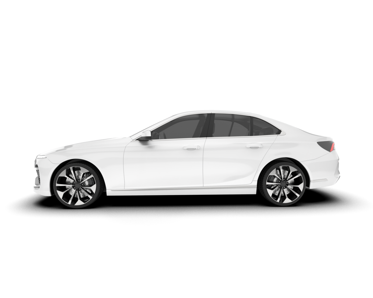 White city car isolated on transparent background. 3d rendering - illustration png