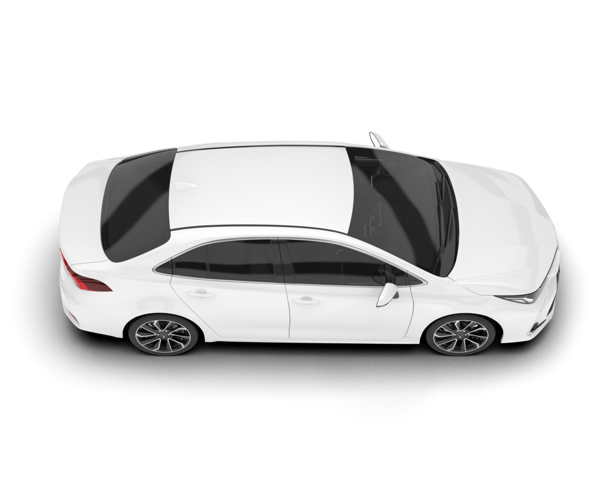 White modern car isolated on transparent background. 3d rendering - illustration png