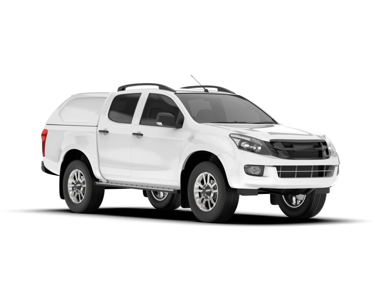 White pickup truck isolated on transparent background. 3d rendering - illustration png