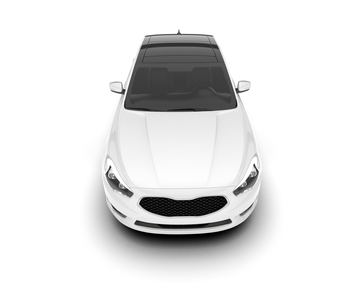 White city car isolated on transparent background. 3d rendering - illustration png