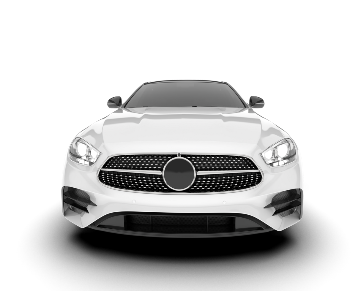 White city car isolated on transparent background. 3d rendering - illustration png