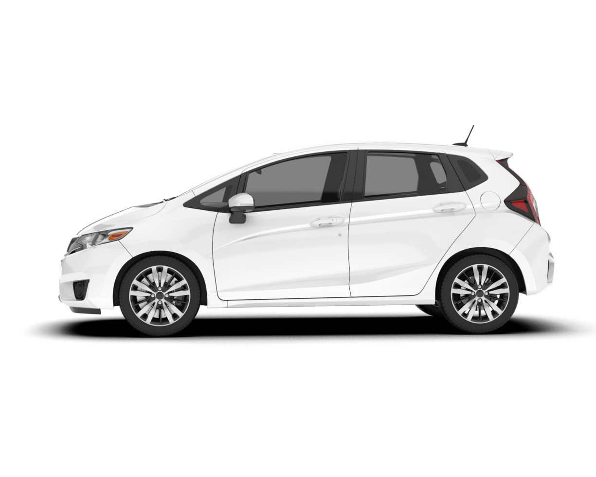 White city car isolated on transparent background. 3d rendering - illustration png