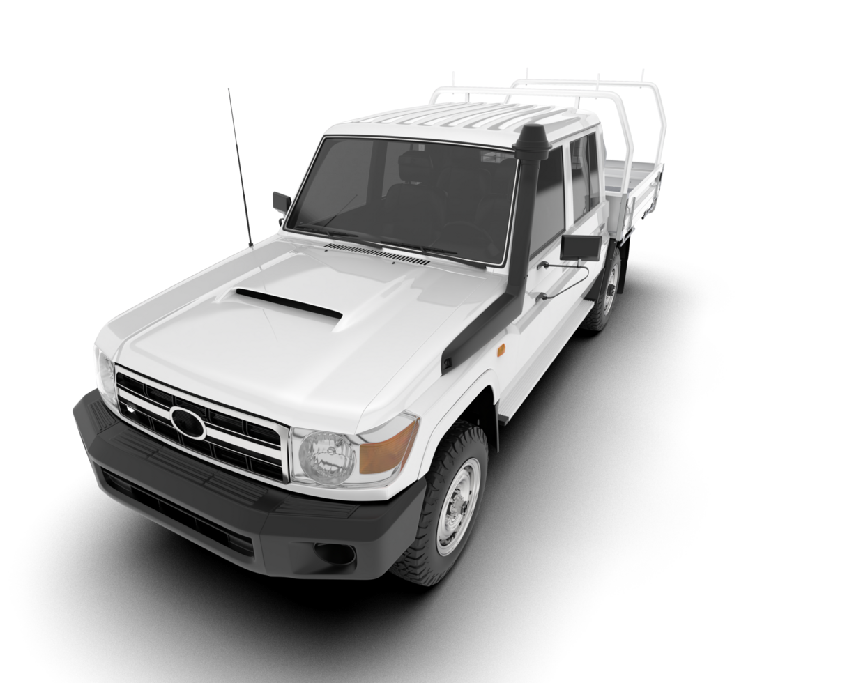 White pickup truck isolated on transparent background. 3d rendering - illustration png