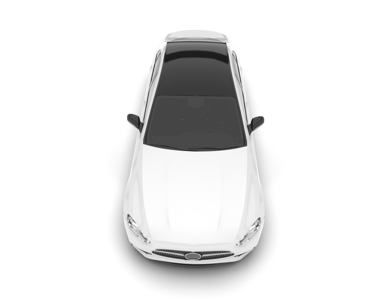 White city car isolated on transparent background. 3d rendering - illustration png