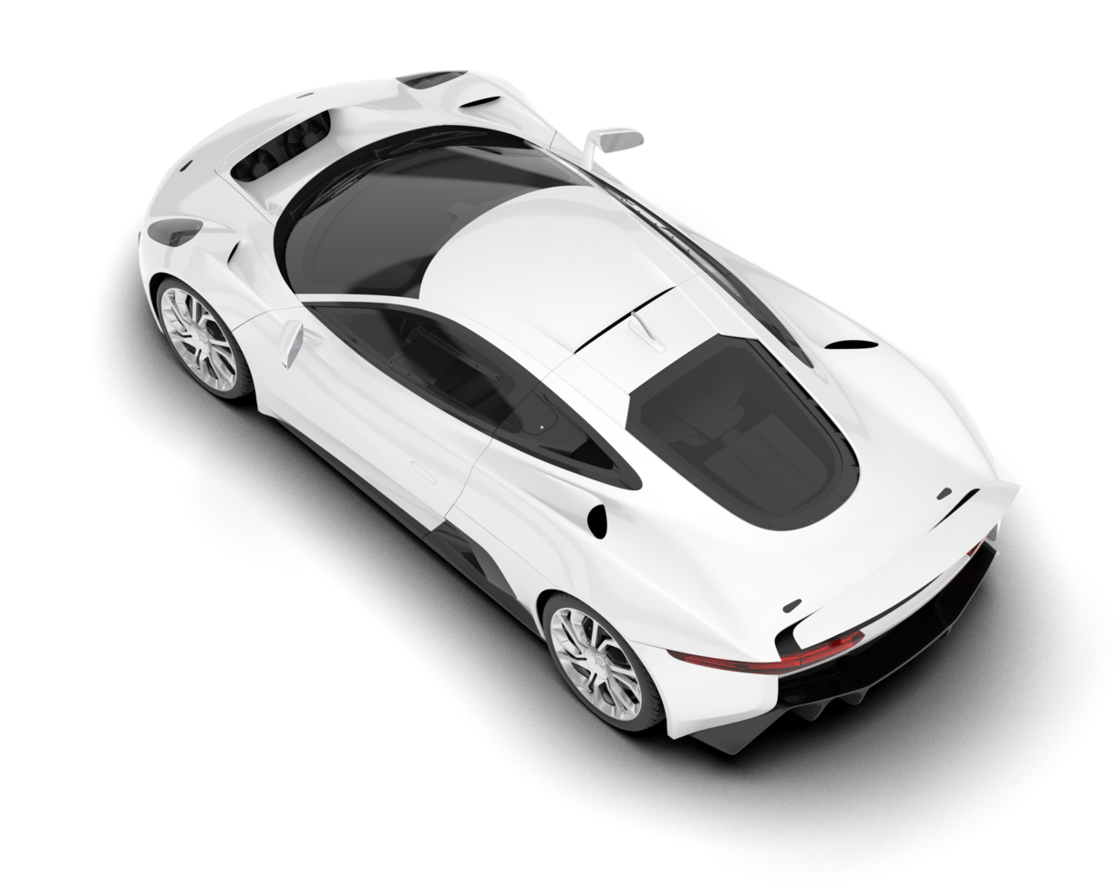White sport car isolated on transparent background. 3d rendering - illustration png