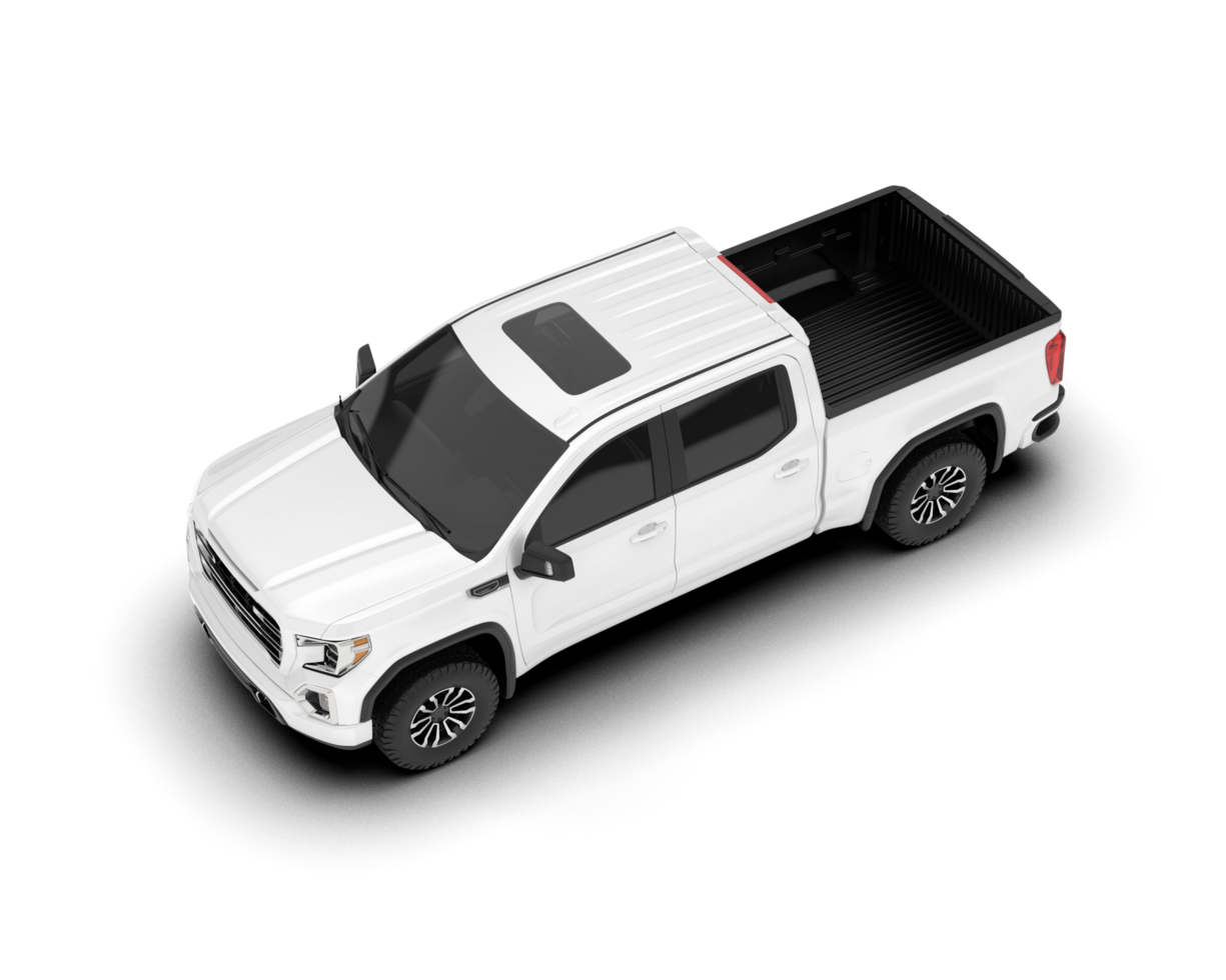 White pickup truck isolated on transparent background. 3d rendering - illustration png