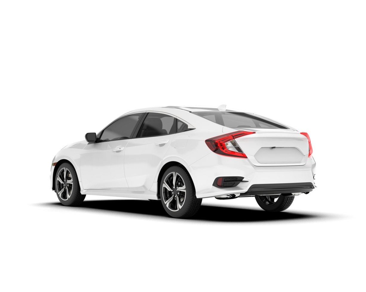 White modern car isolated on transparent background. 3d rendering - illustration png