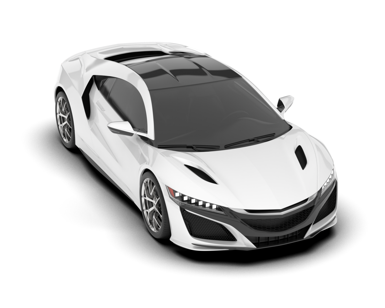 White sport car isolated on transparent background. 3d rendering - illustration png