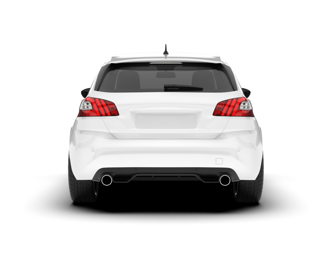 White city car isolated on transparent background. 3d rendering - illustration png