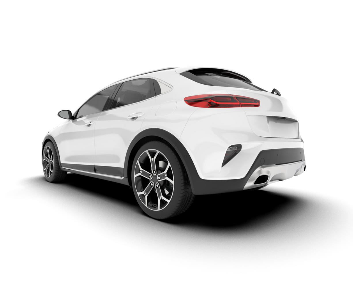 White city car isolated on transparent background. 3d rendering - illustration png