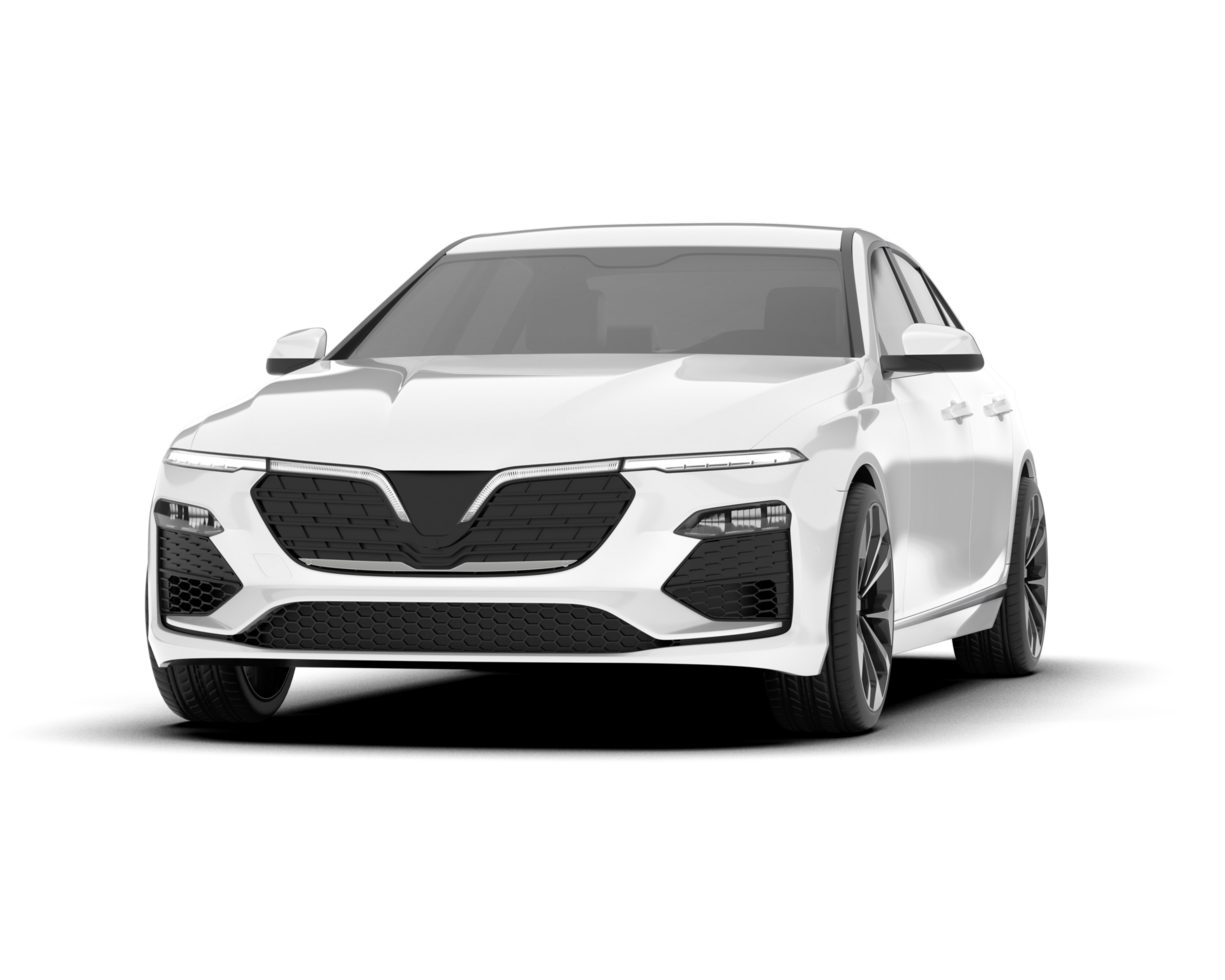 White city car isolated on transparent background. 3d rendering - illustration png