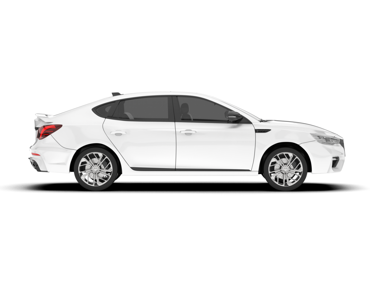 White city car isolated on transparent background. 3d rendering - illustration png