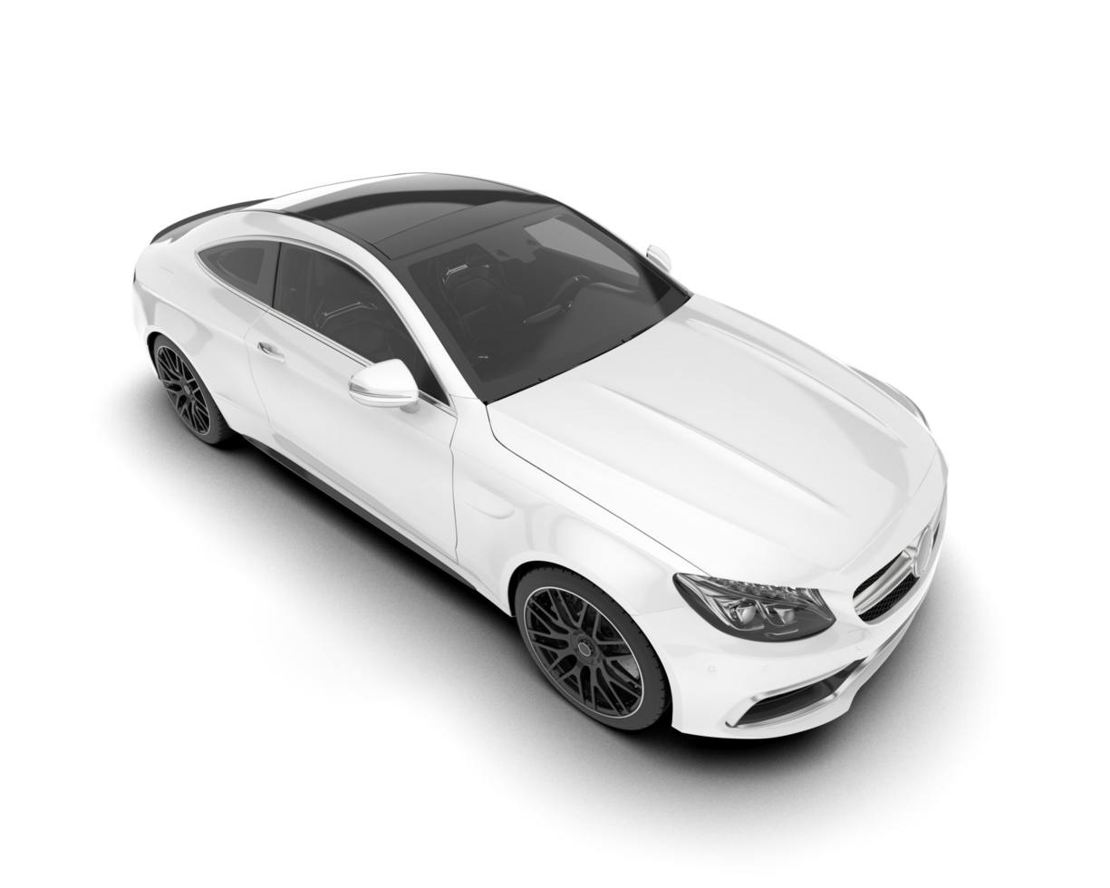 White city car isolated on transparent background. 3d rendering - illustration png