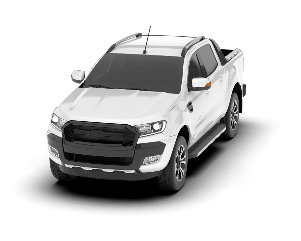 White pickup truck isolated on transparent background. 3d rendering - illustration png