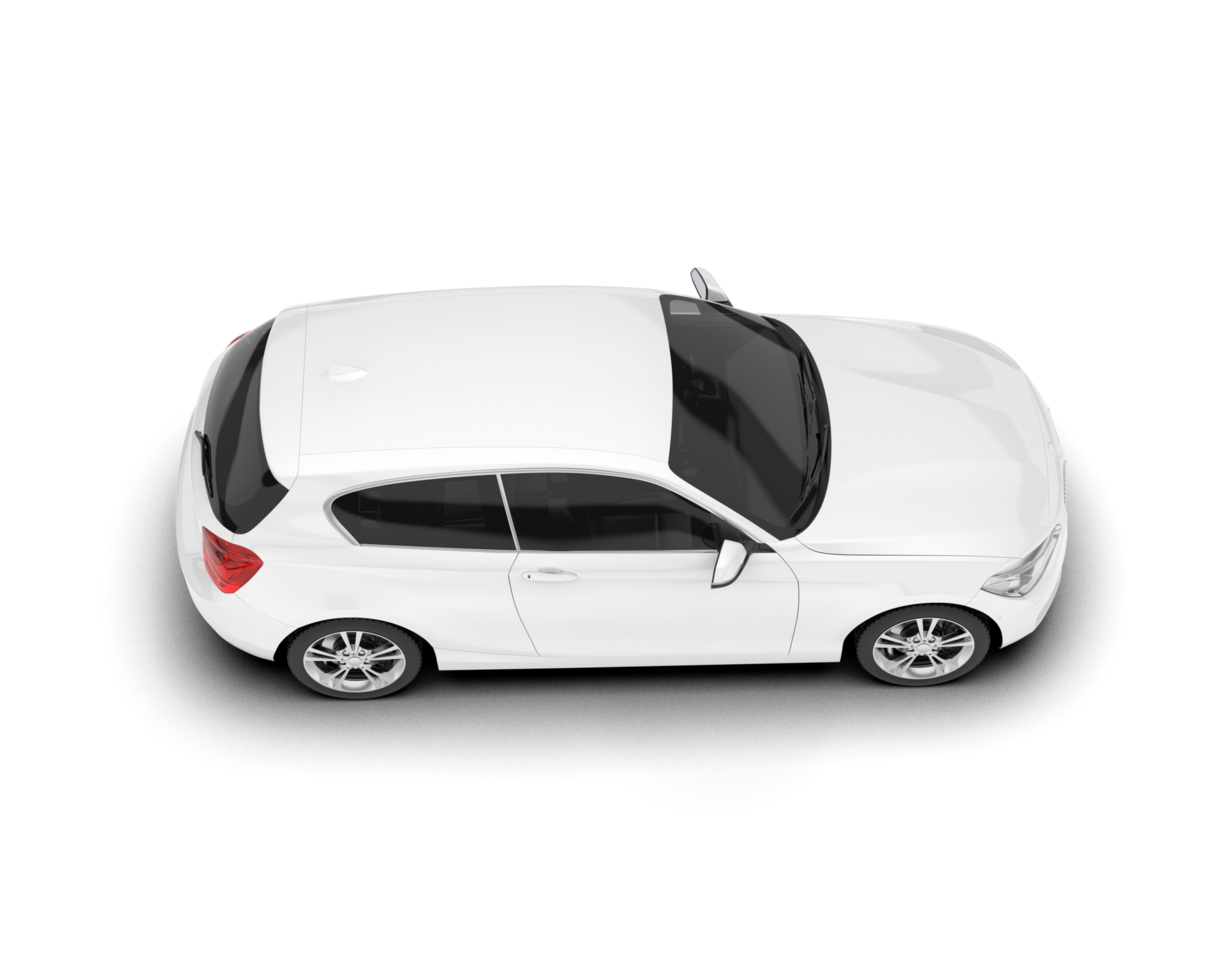 White city car isolated on transparent background. 3d rendering - illustration png