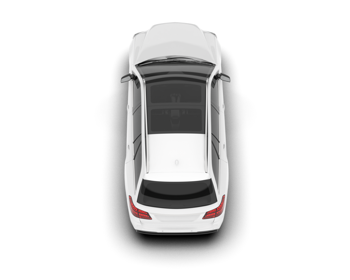 White city car isolated on transparent background. 3d rendering - illustration png