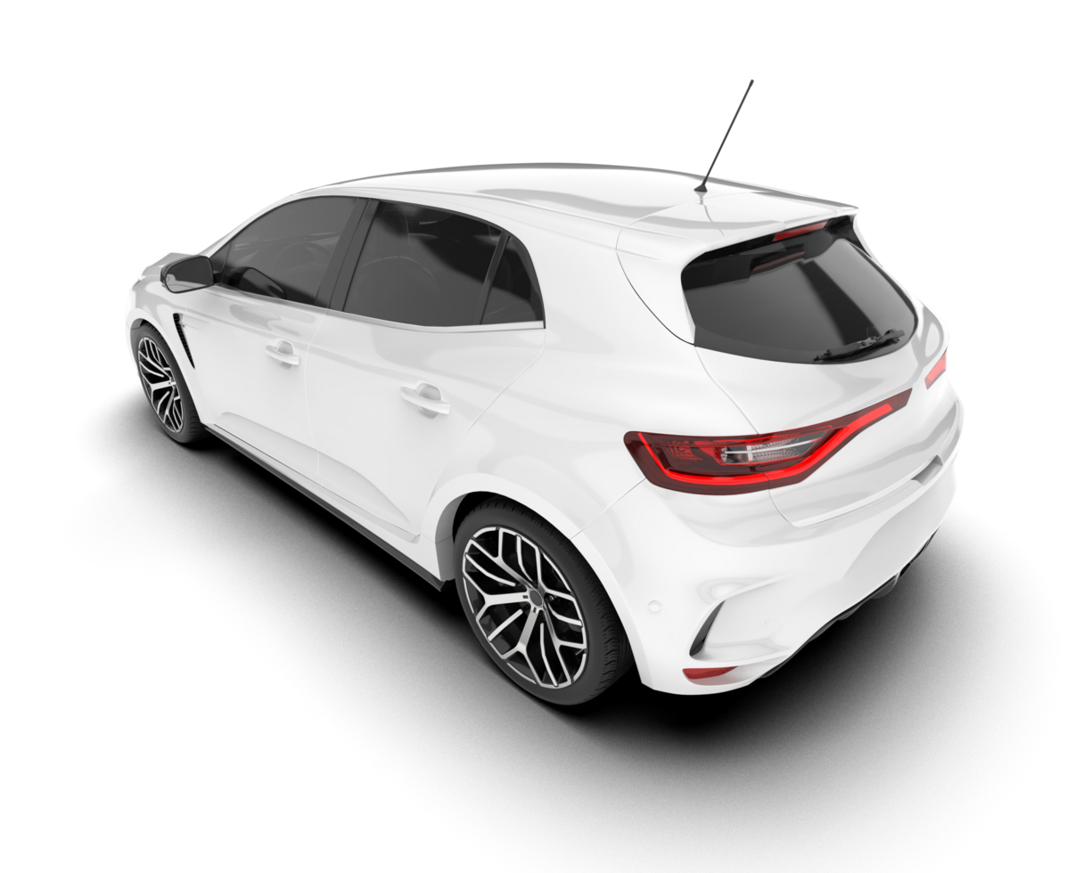 White city car isolated on transparent background. 3d rendering - illustration png