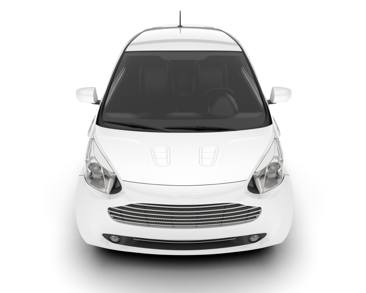 White city car isolated on transparent background. 3d rendering - illustration png