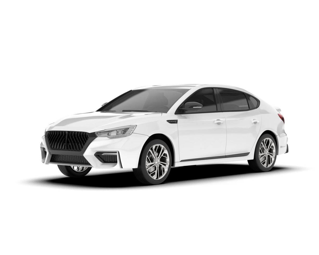 White city car isolated on transparent background. 3d rendering - illustration png