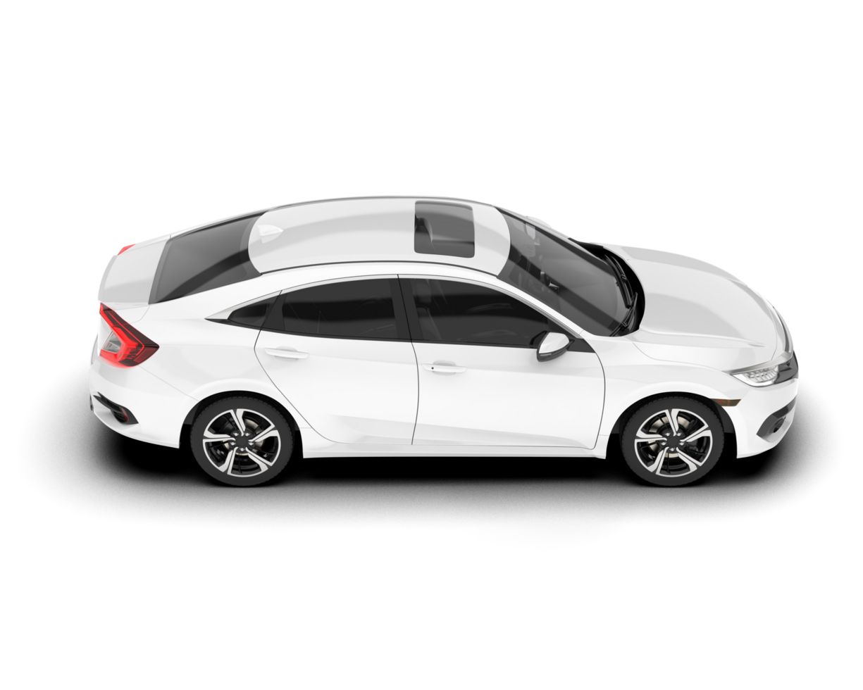 White modern car isolated on transparent background. 3d rendering - illustration png