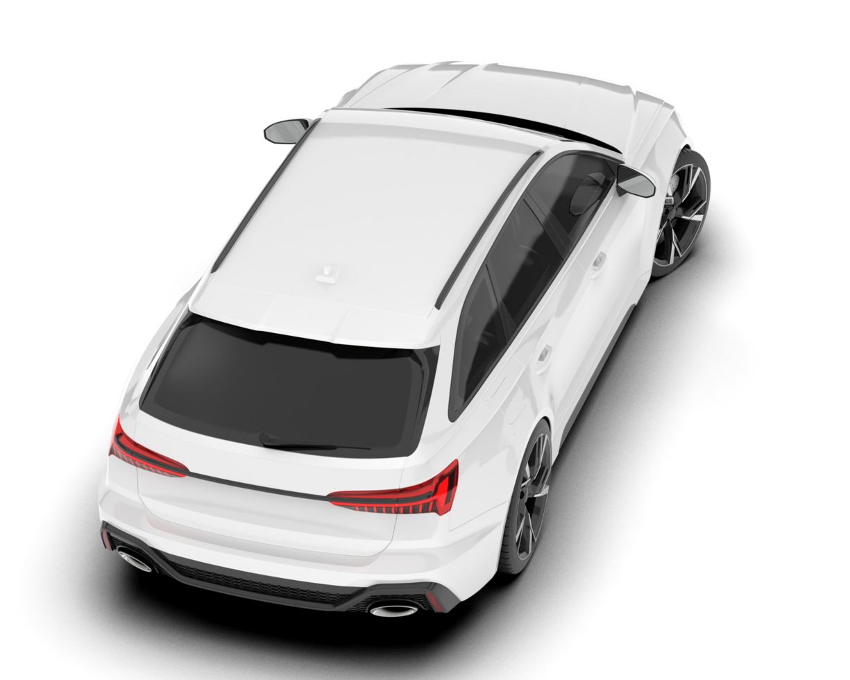 White modern car isolated on transparent background. 3d rendering - illustration png