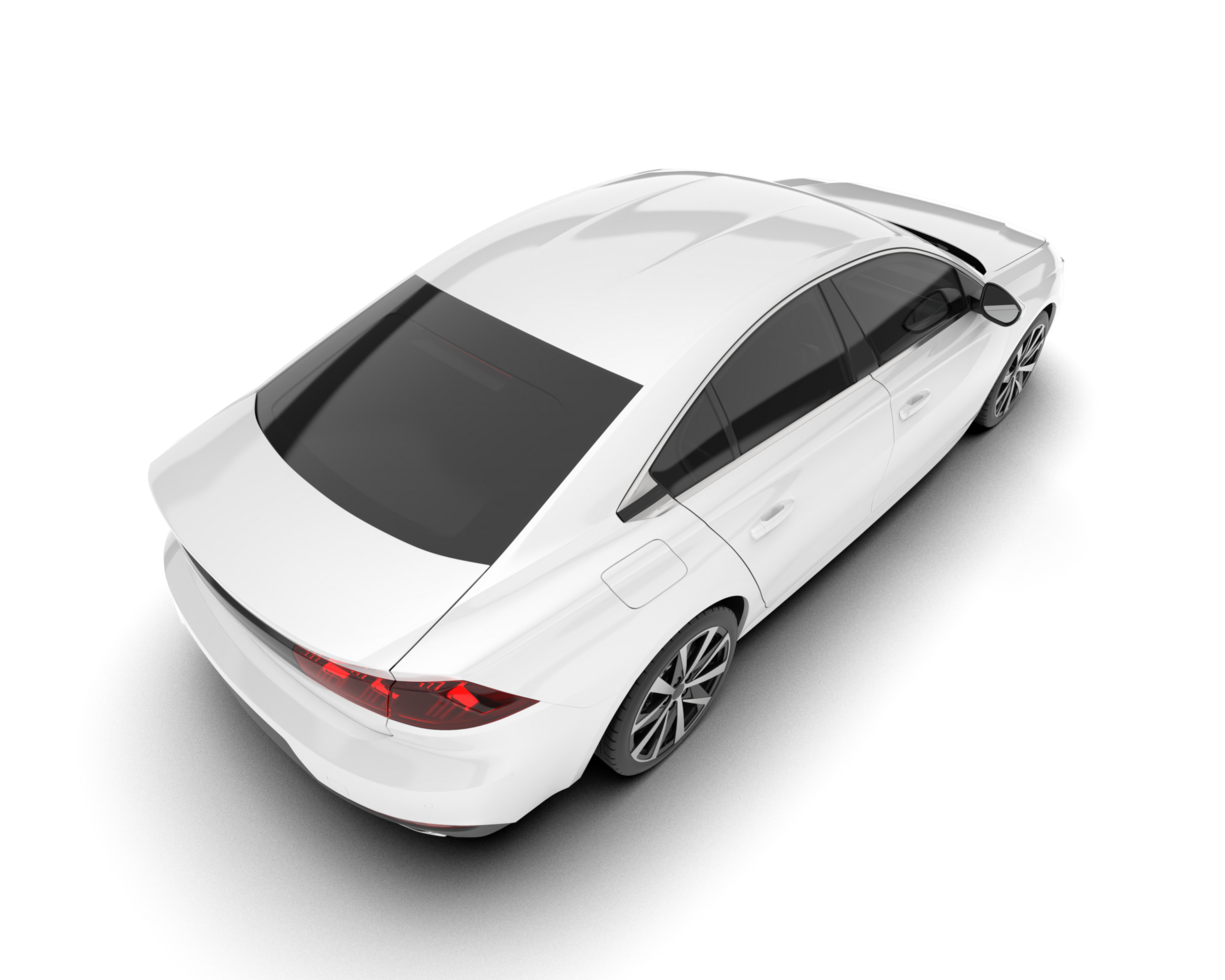 White modern car isolated on transparent background. 3d rendering - illustration png