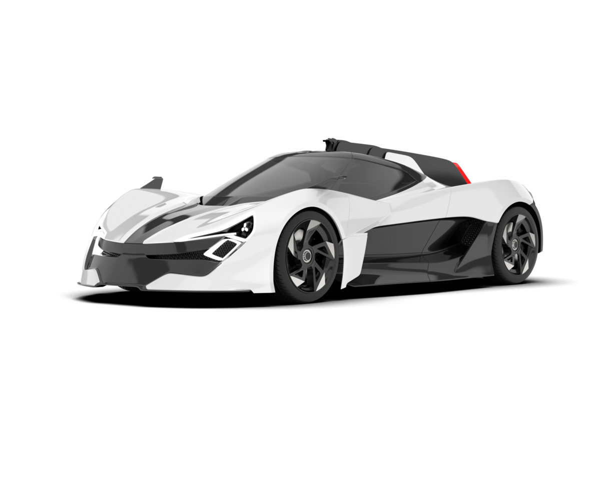 White sport car isolated on transparent background. 3d rendering - illustration png
