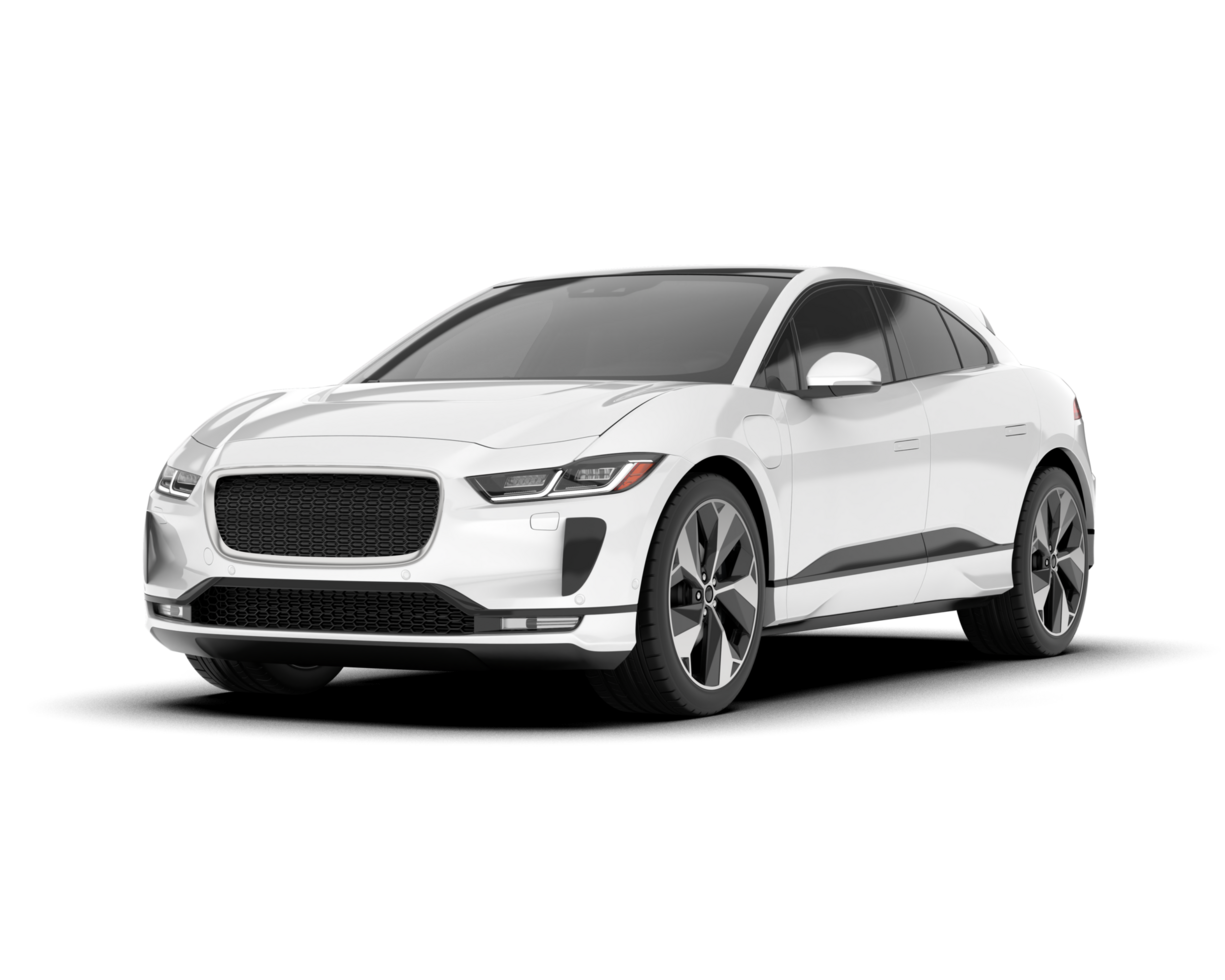 White city car isolated on transparent background. 3d rendering - illustration png