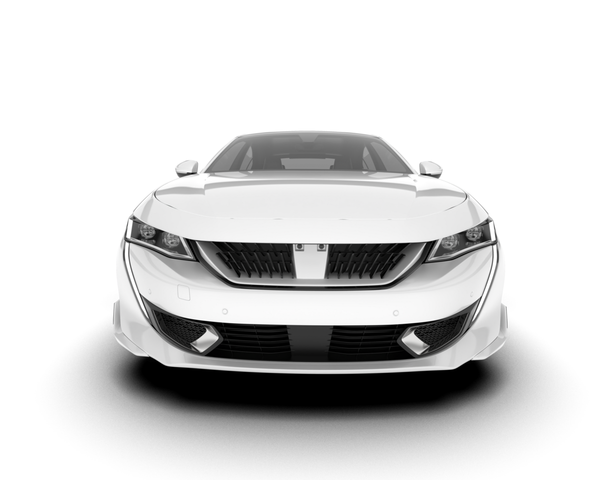 White city car isolated on transparent background. 3d rendering - illustration png