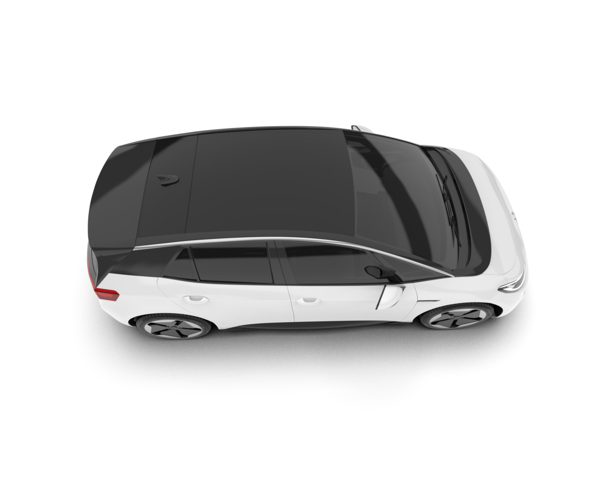 White city car isolated on transparent background. 3d rendering - illustration png