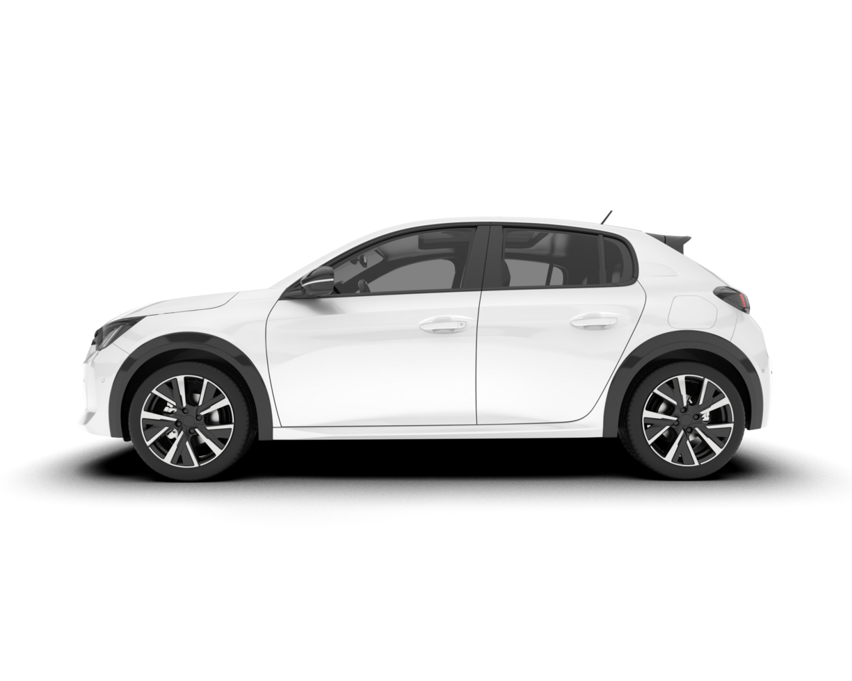 White city car isolated on transparent background. 3d rendering - illustration png