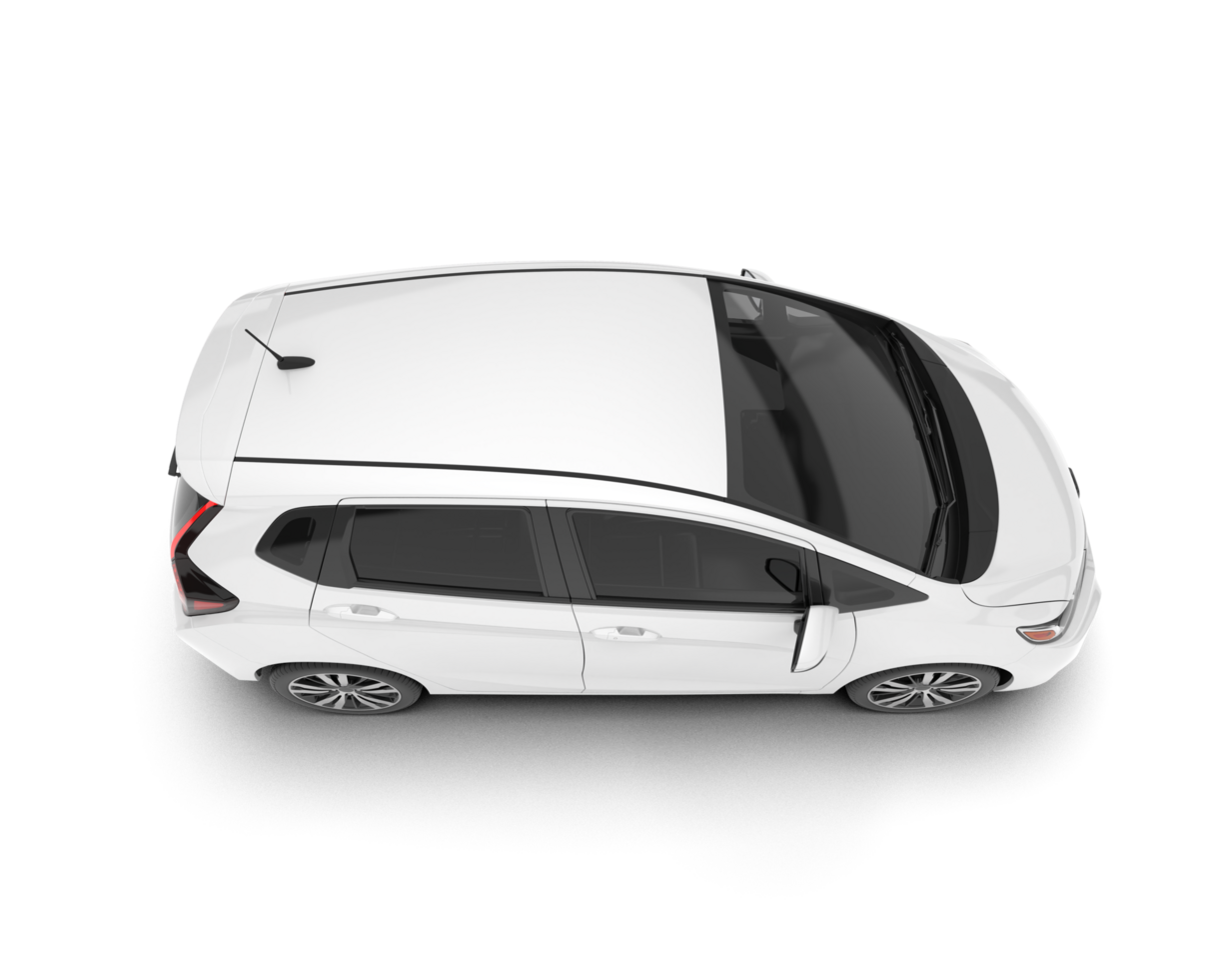 White city car isolated on transparent background. 3d rendering - illustration png