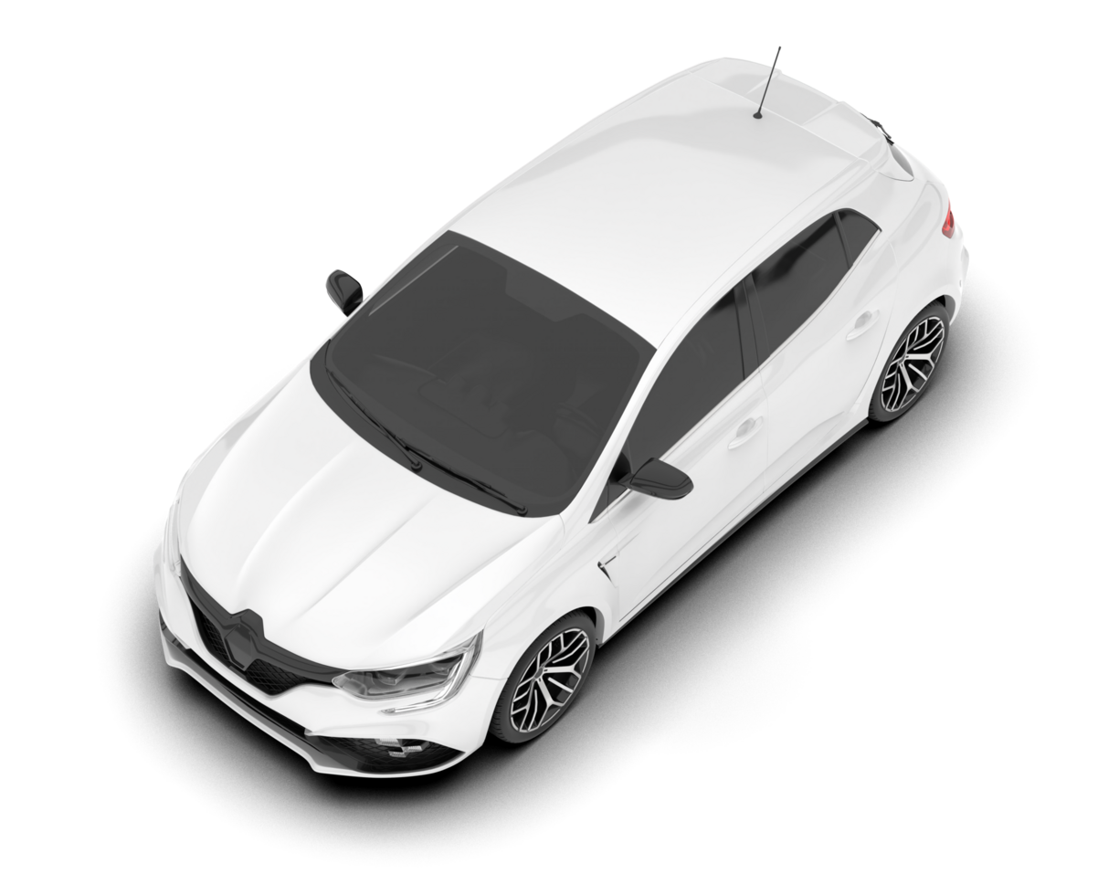 White city car isolated on transparent background. 3d rendering - illustration png