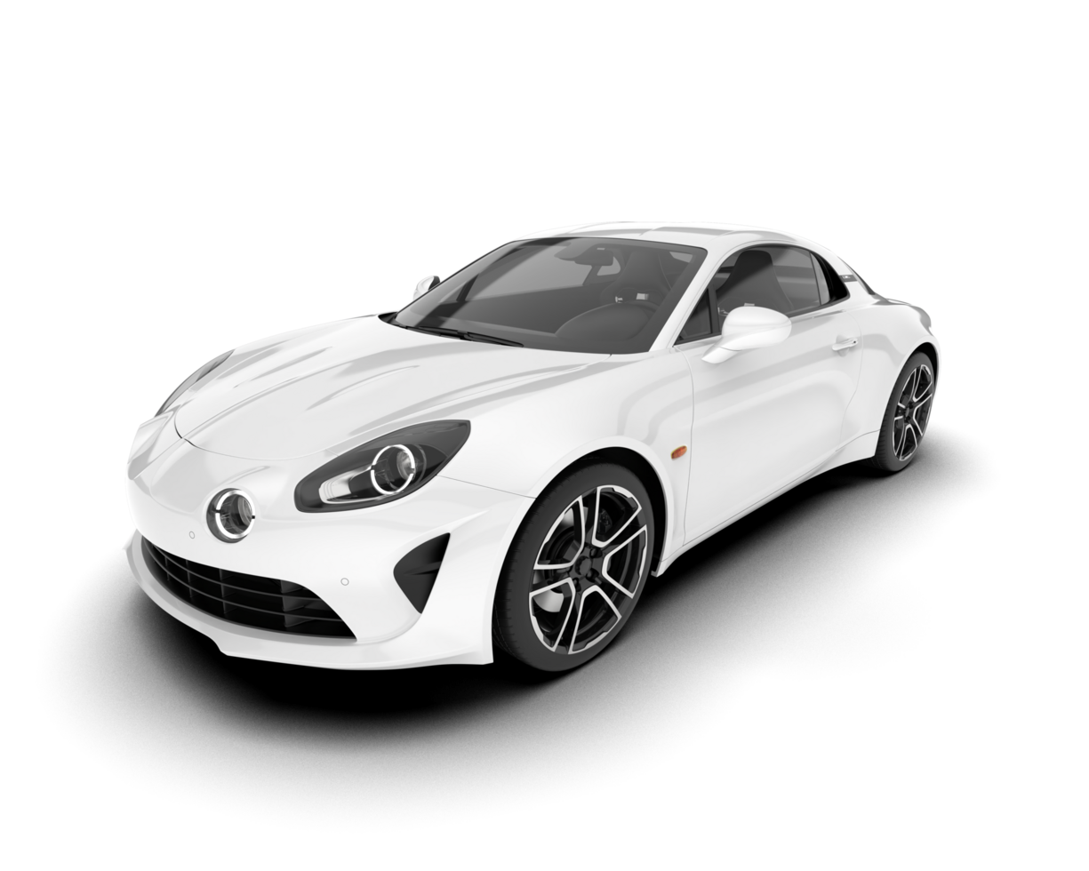 White sport car isolated on transparent background. 3d rendering - illustration png