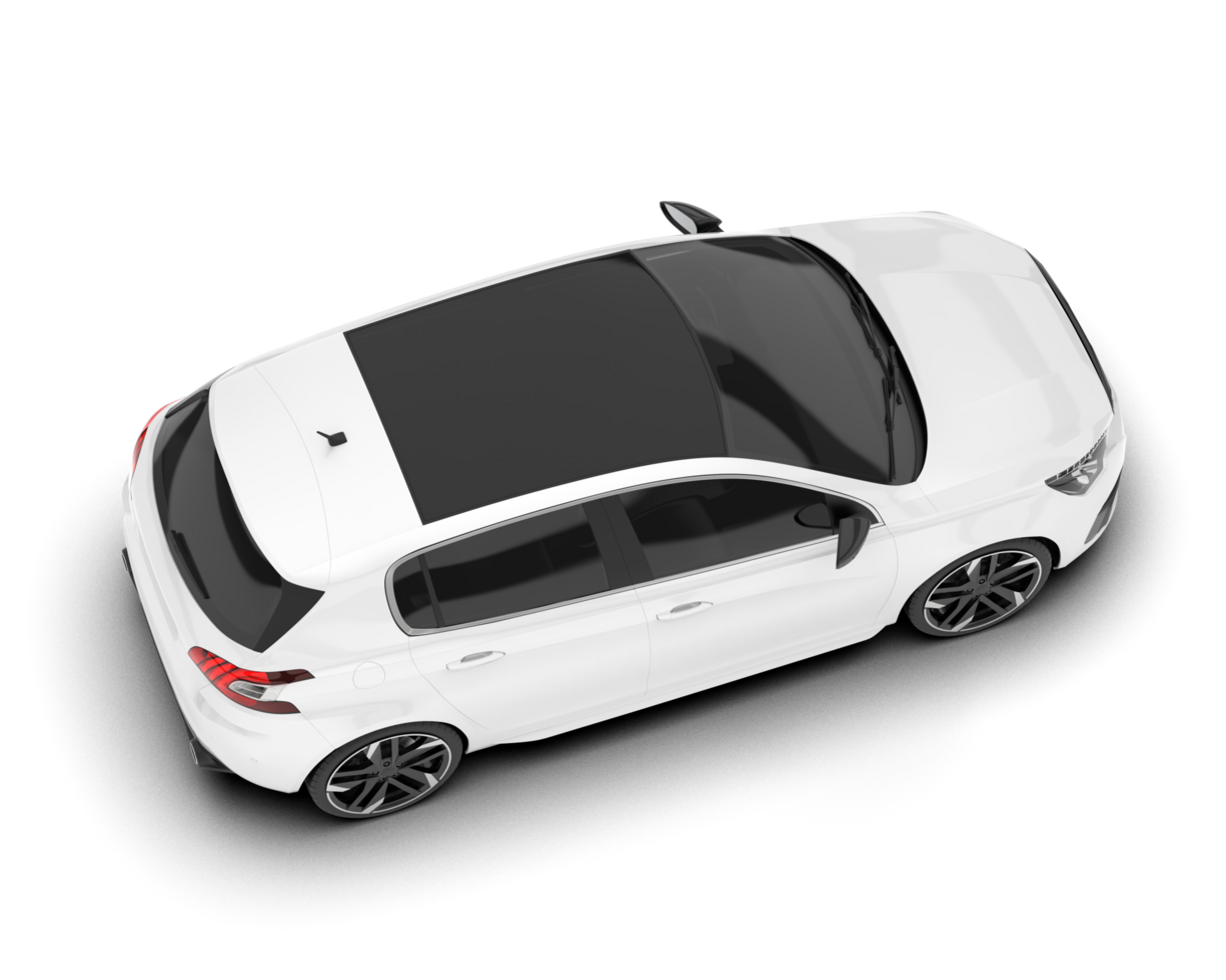 White city car isolated on transparent background. 3d rendering - illustration png