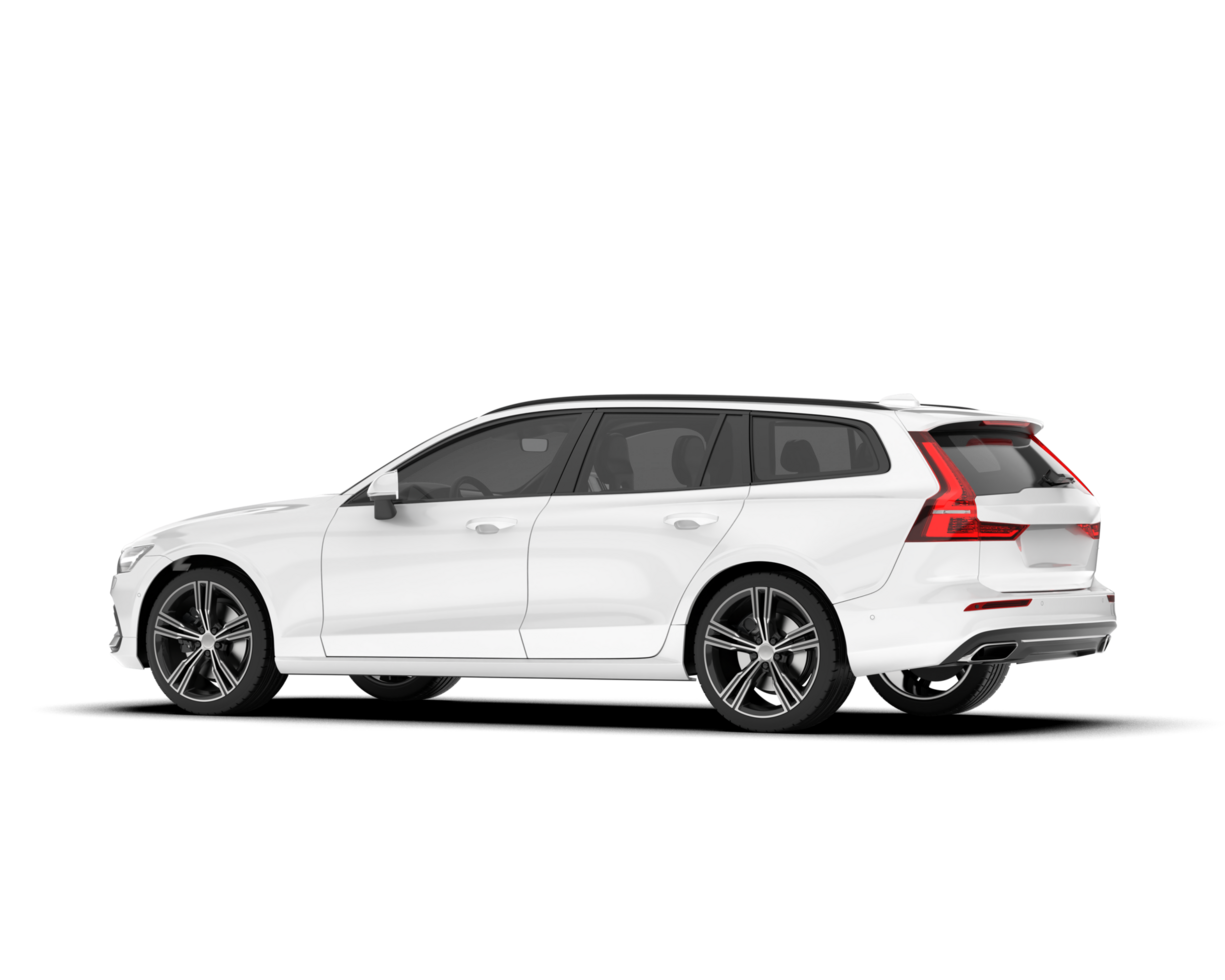 White modern car isolated on transparent background. 3d rendering - illustration png