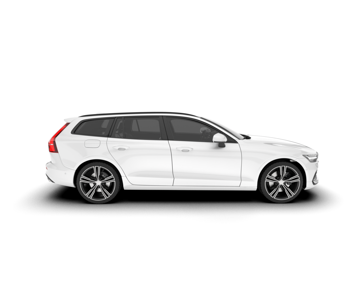 White modern car isolated on transparent background. 3d rendering - illustration png