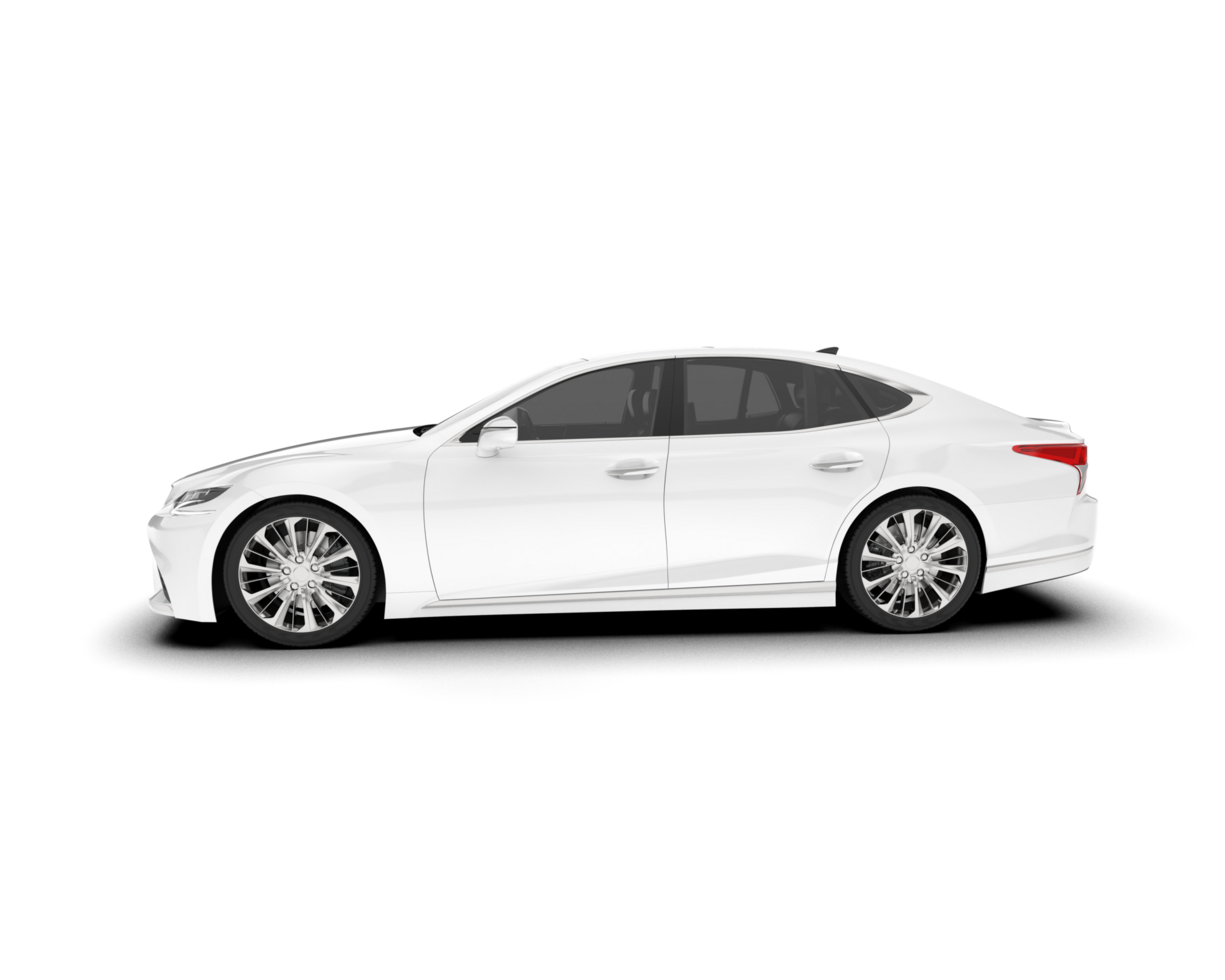 White modern car isolated on transparent background. 3d rendering - illustration png