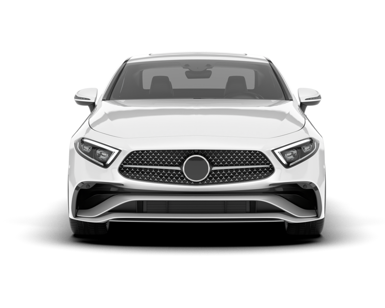 White city car isolated on transparent background. 3d rendering - illustration png