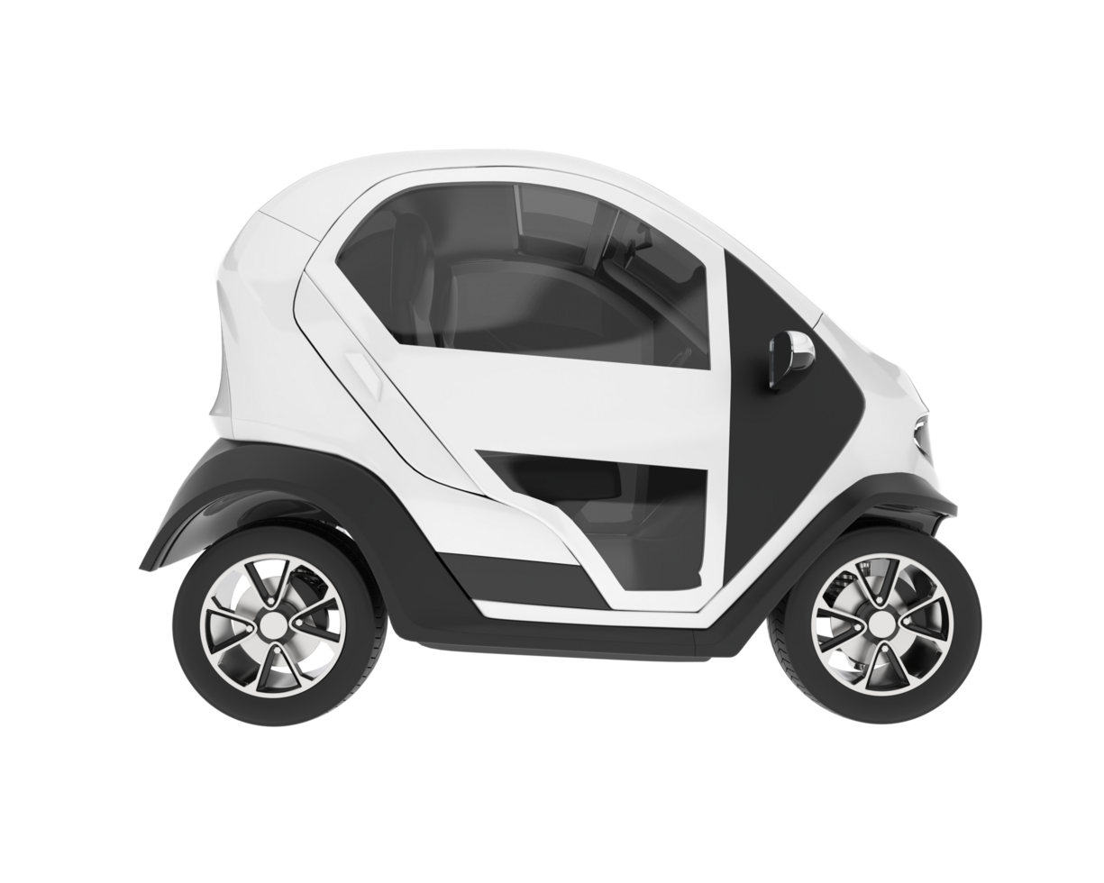 White city car isolated on transparent background. 3d rendering - illustration png