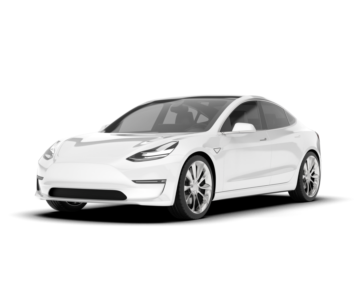White modern car isolated on transparent background. 3d rendering - illustration png