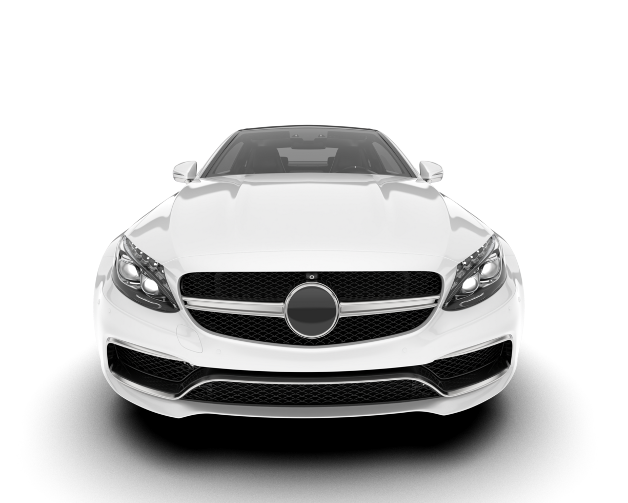 White city car isolated on transparent background. 3d rendering - illustration png