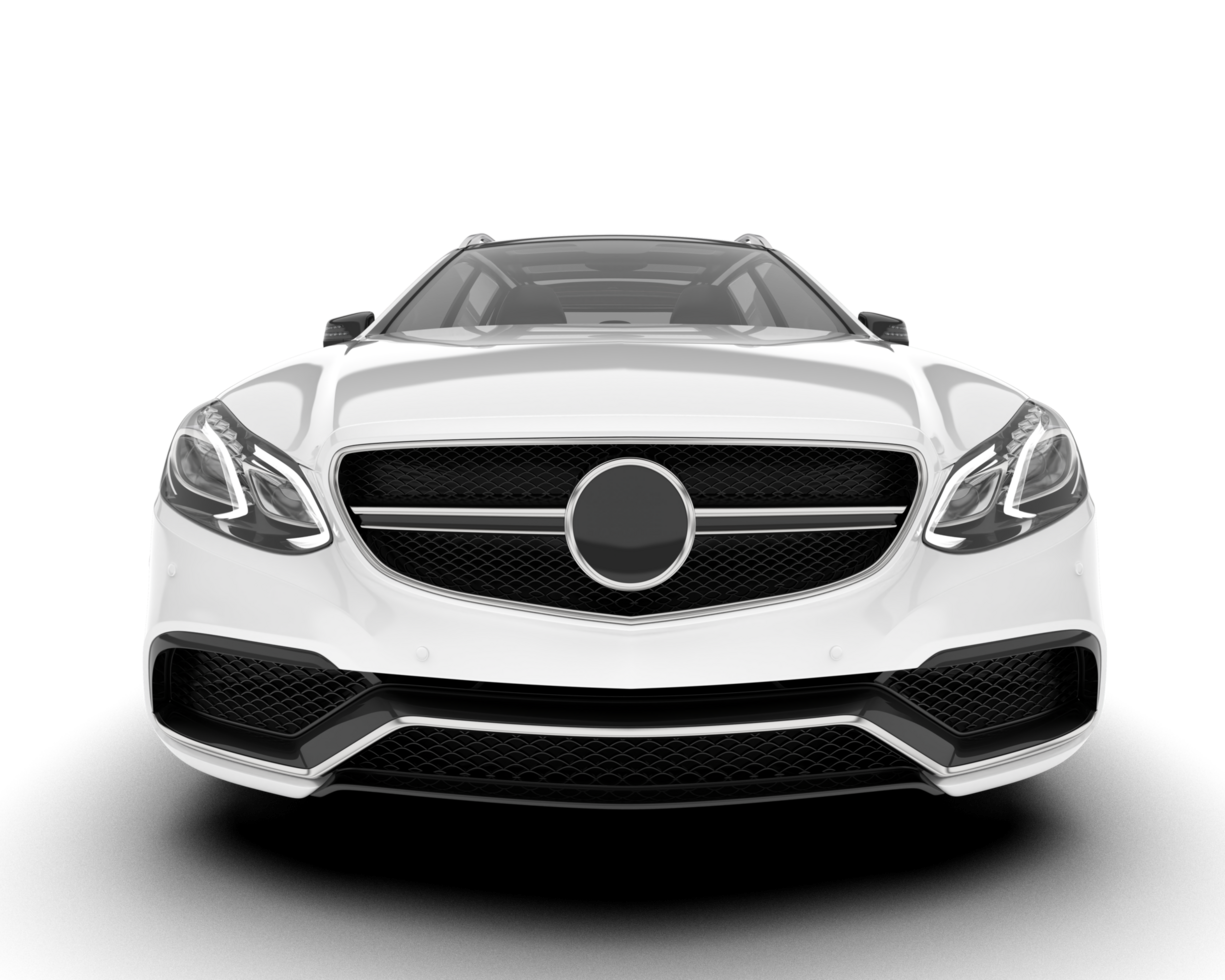 White city car isolated on transparent background. 3d rendering - illustration png