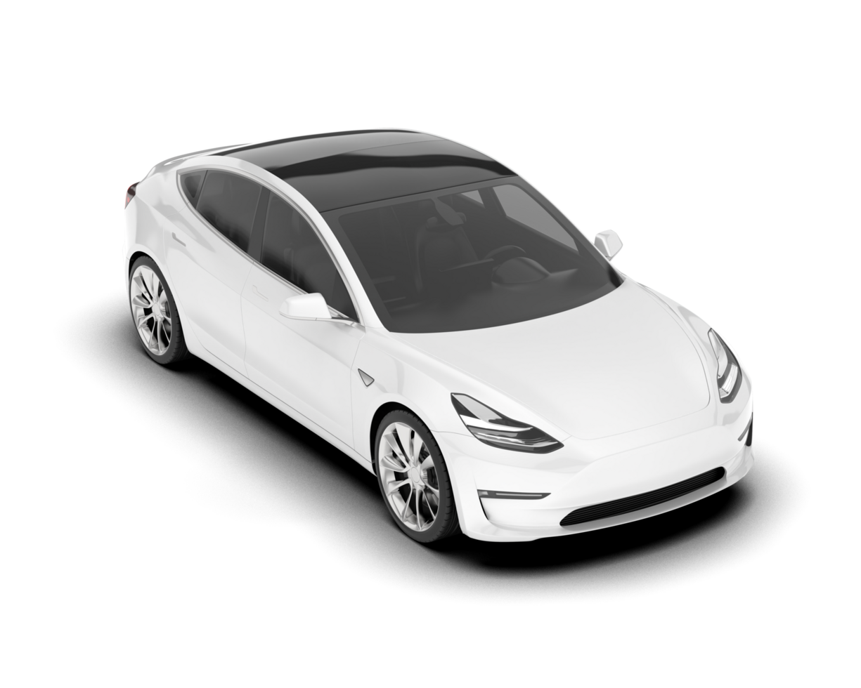 White modern car isolated on transparent background. 3d rendering - illustration png