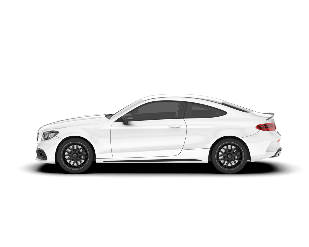 White city car isolated on transparent background. 3d rendering - illustration png