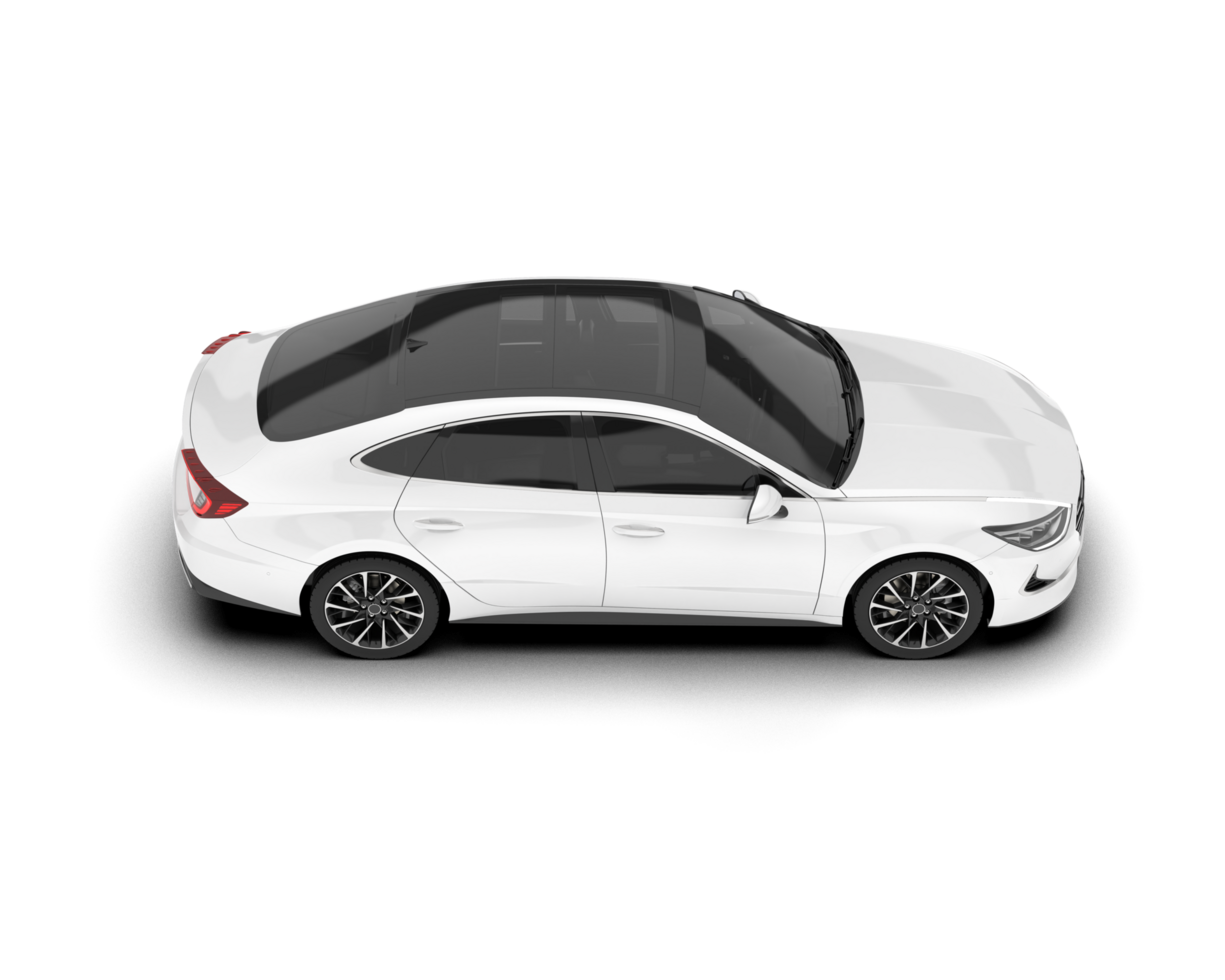 White modern car isolated on transparent background. 3d rendering - illustration png