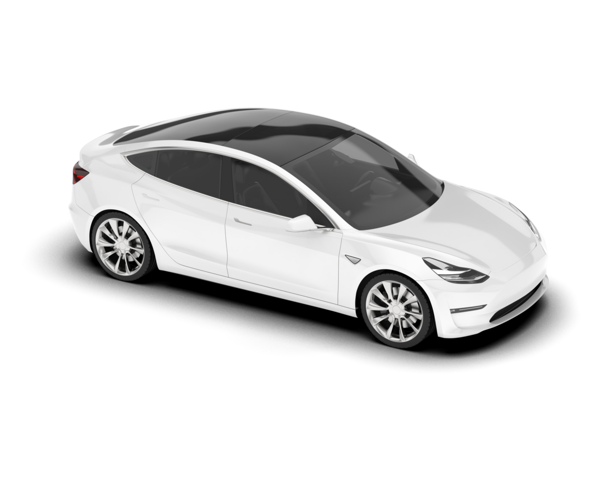White modern car isolated on transparent background. 3d rendering - illustration png