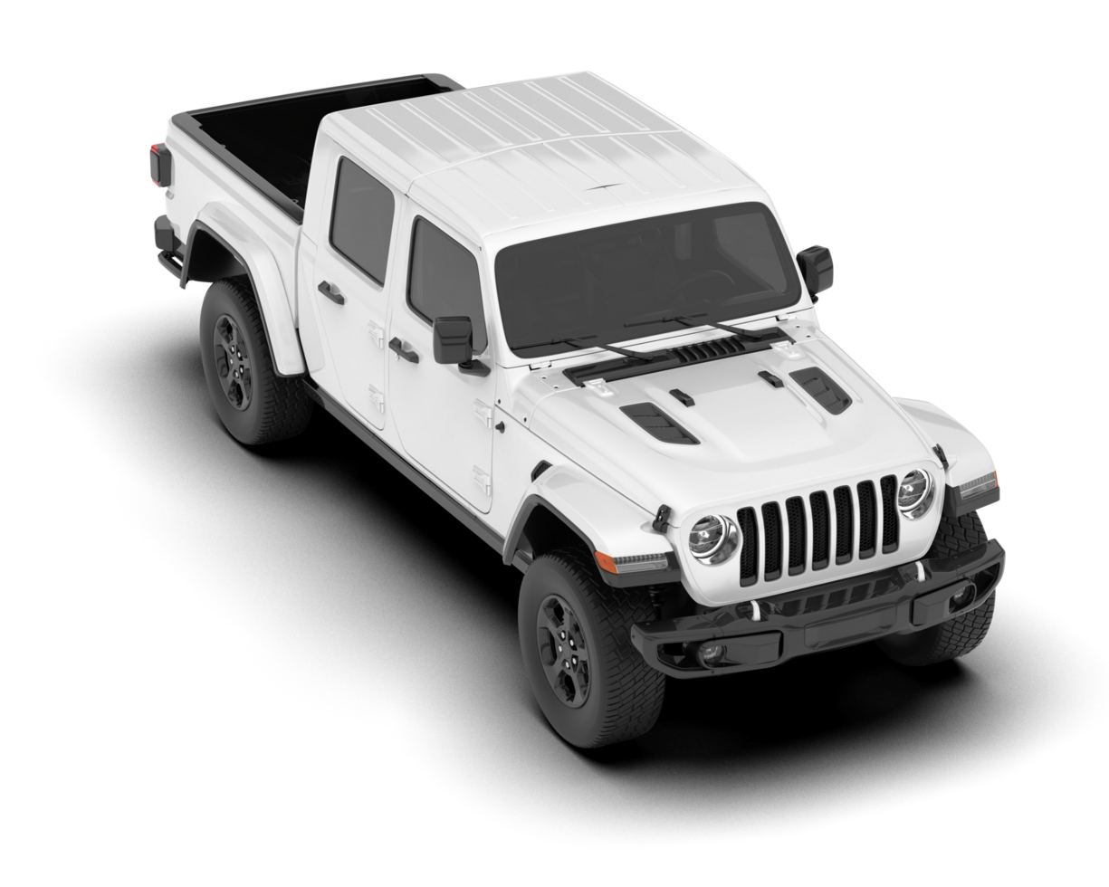 White pickup truck isolated on transparent background. 3d rendering - illustration png