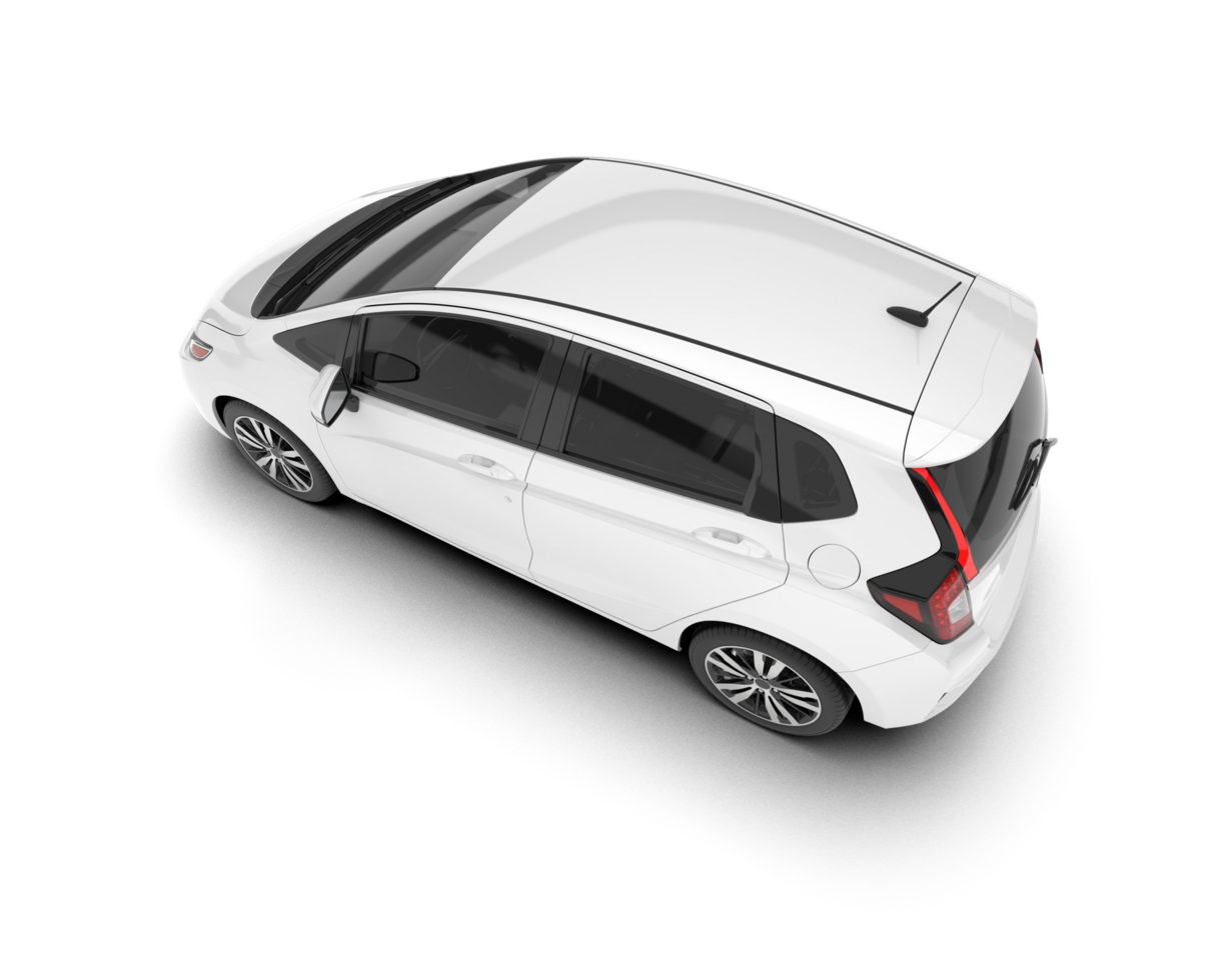 White city car isolated on transparent background. 3d rendering - illustration png