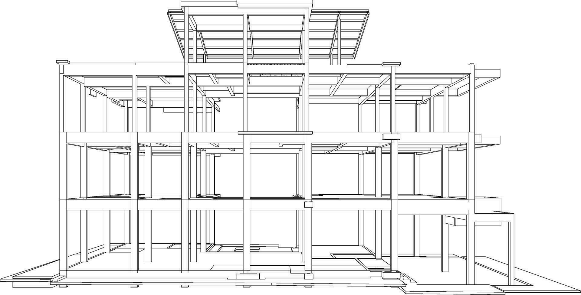 3D illustration of building structure vector